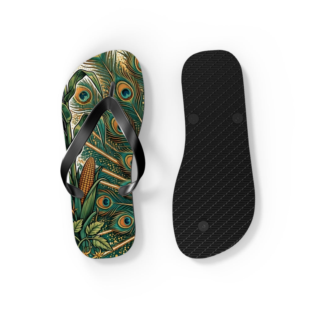 Peacock In The Garden Flip Flops
