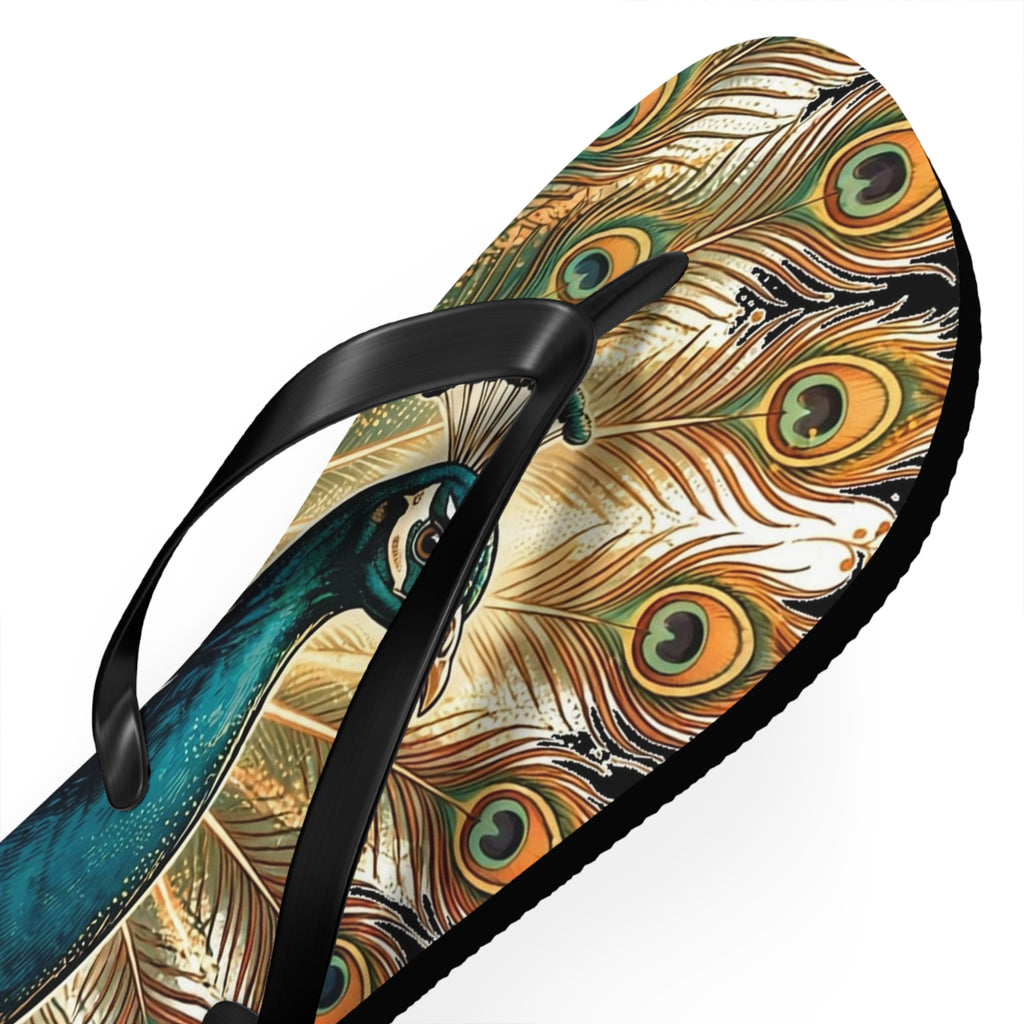 Peacock In The Garden Flip Flops