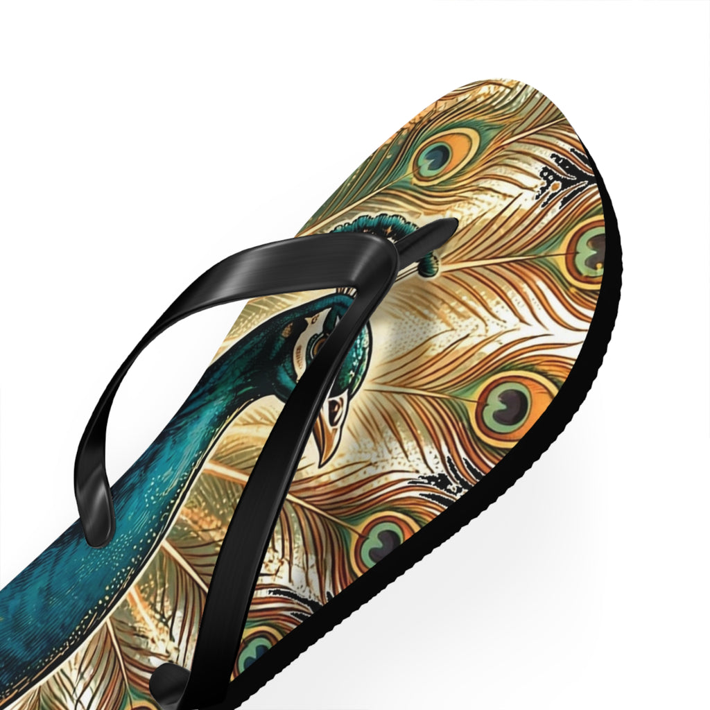 Peacock In The Garden Flip Flops