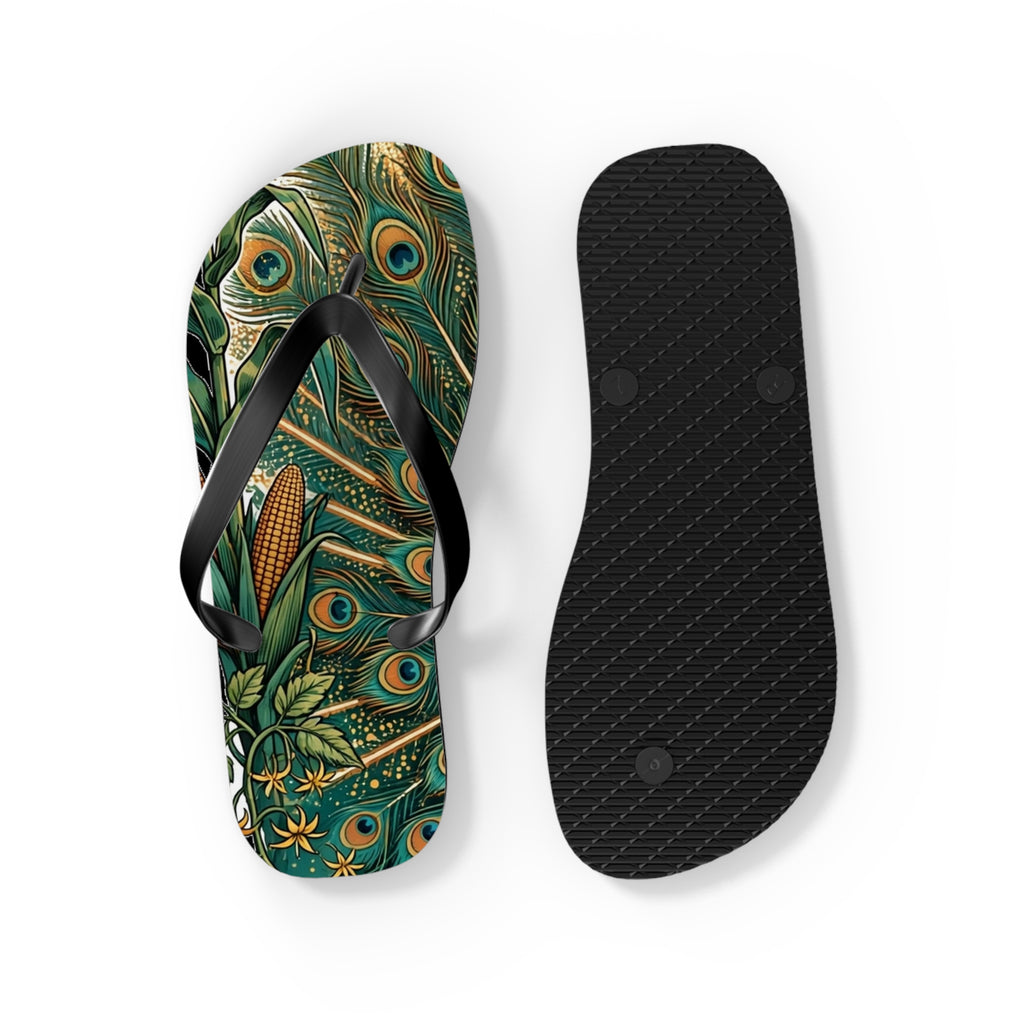 Peacock In The Garden Flip Flops