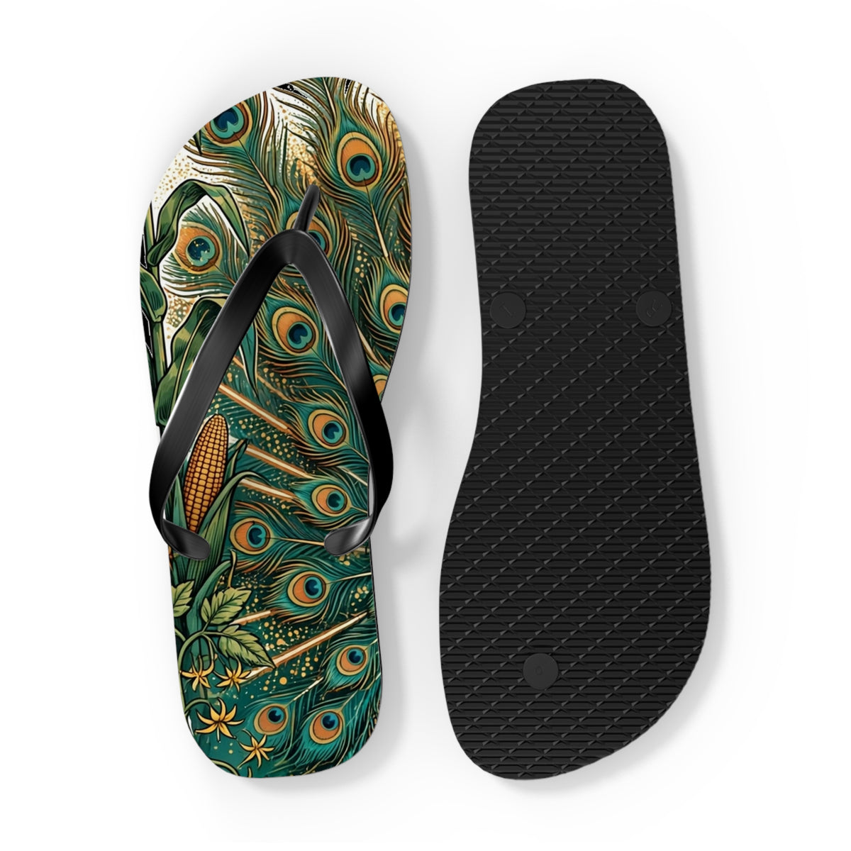 Peacock In The Garden Flip Flops