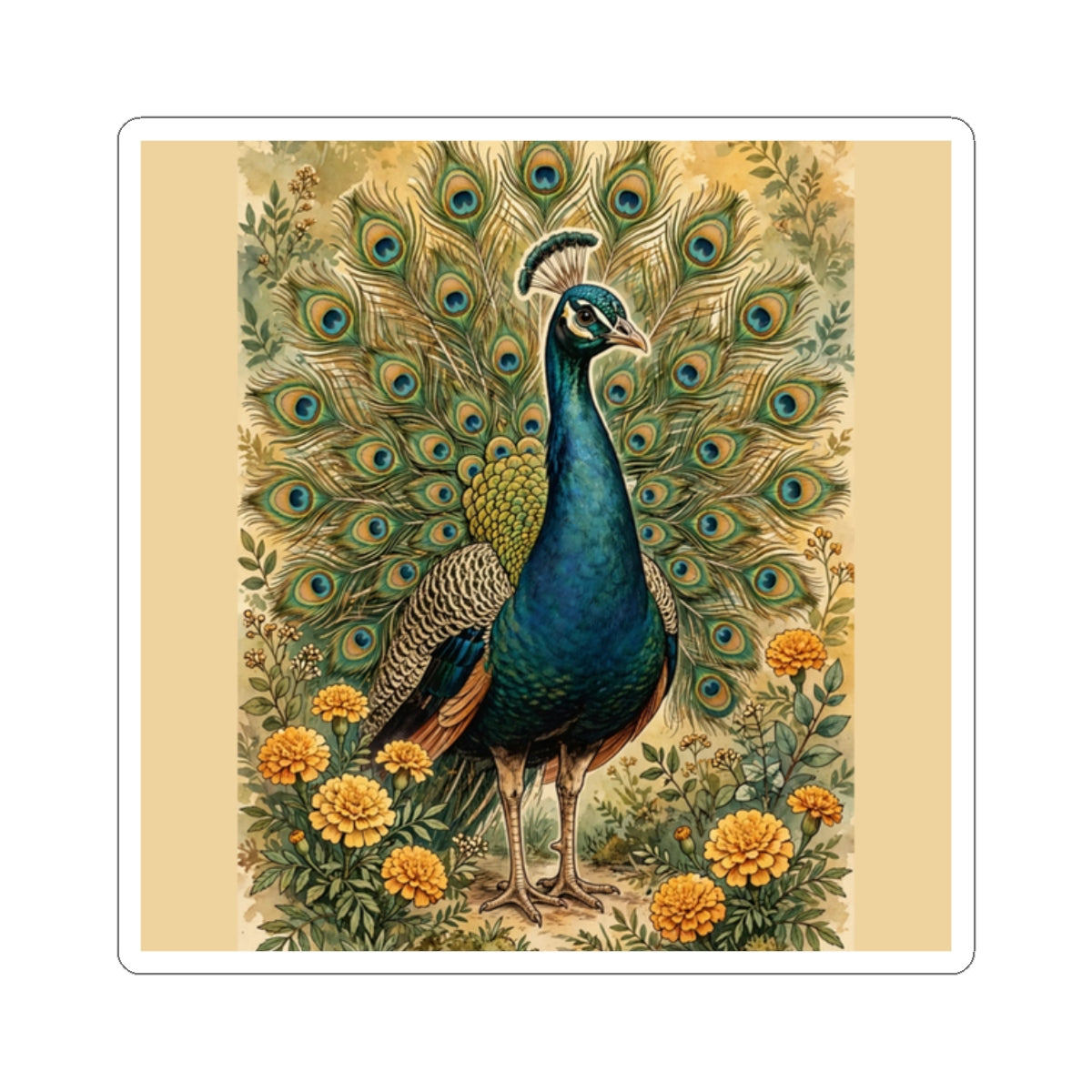 Peacock In The Garden Sticker