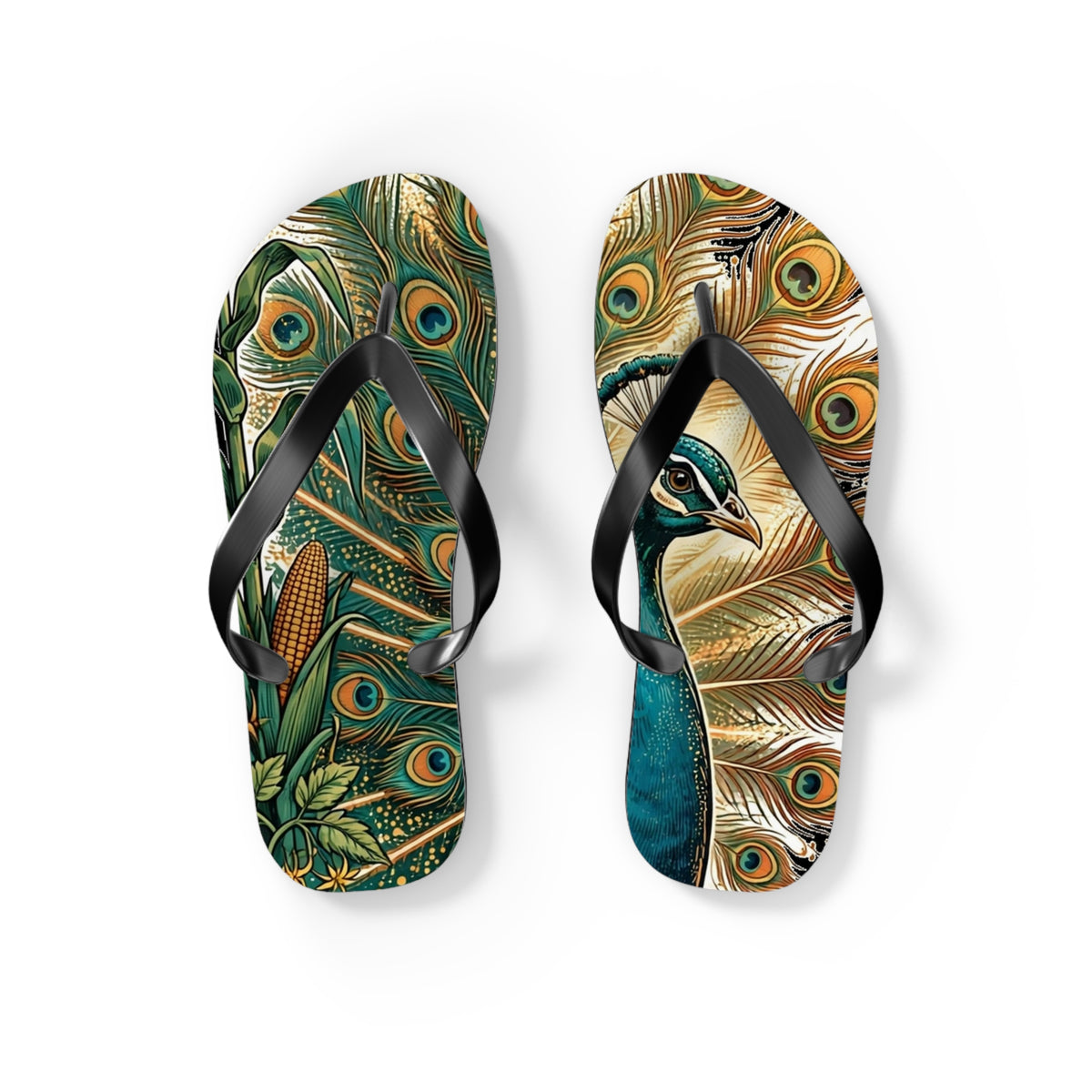 Peacock In The Garden Flip Flops